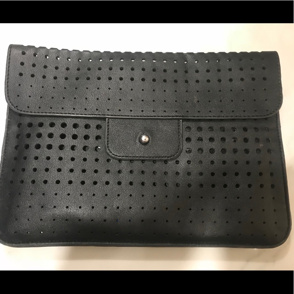 Black perforated clutch